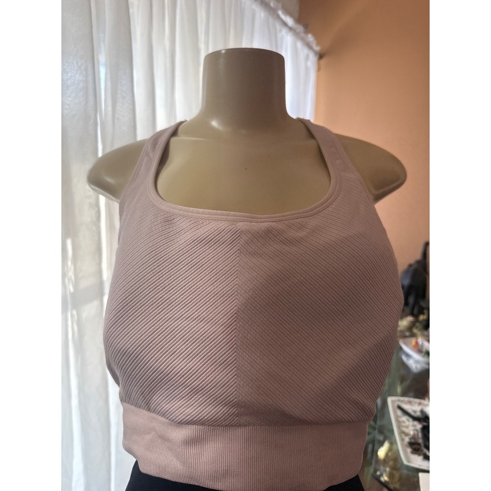 Member's Mark Seamless Racerback Sports Bra XXL Daylily Pink Ribbed Activewear
